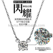 Hearts and arrows cute zircon diamond 925 silver chain necklace